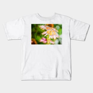 Monarch Butterfly on Cone Flower Kids T-Shirt